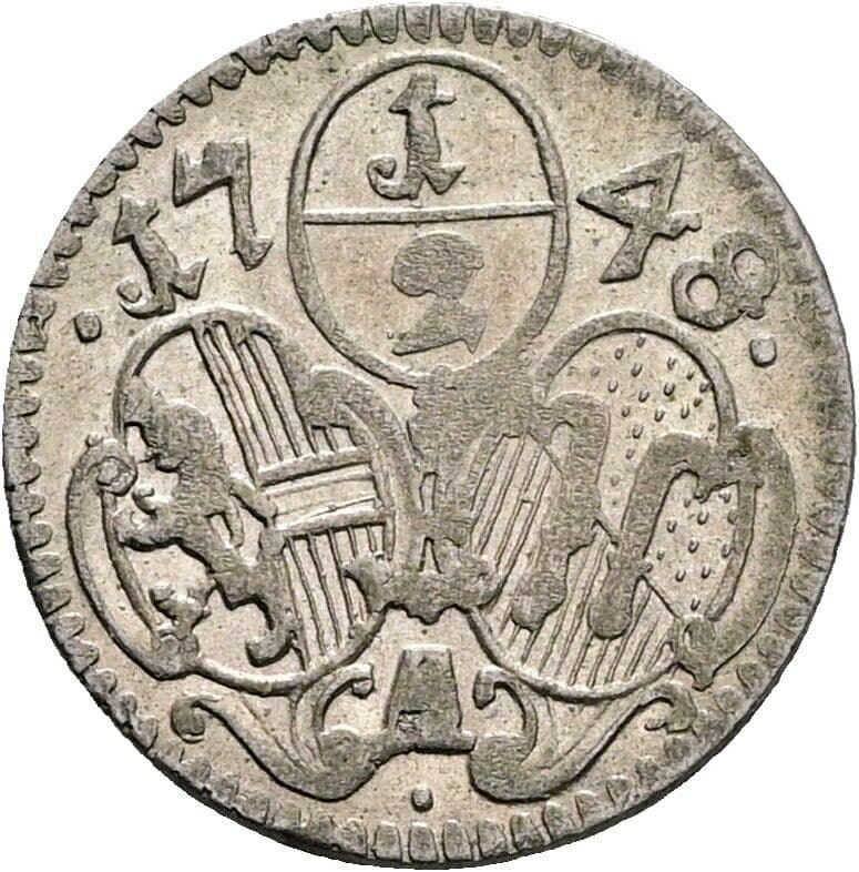 1/2 Kreuzer Andreas Jakob Graf Dietrichstein 1747-1753 1748 – Vorderseite