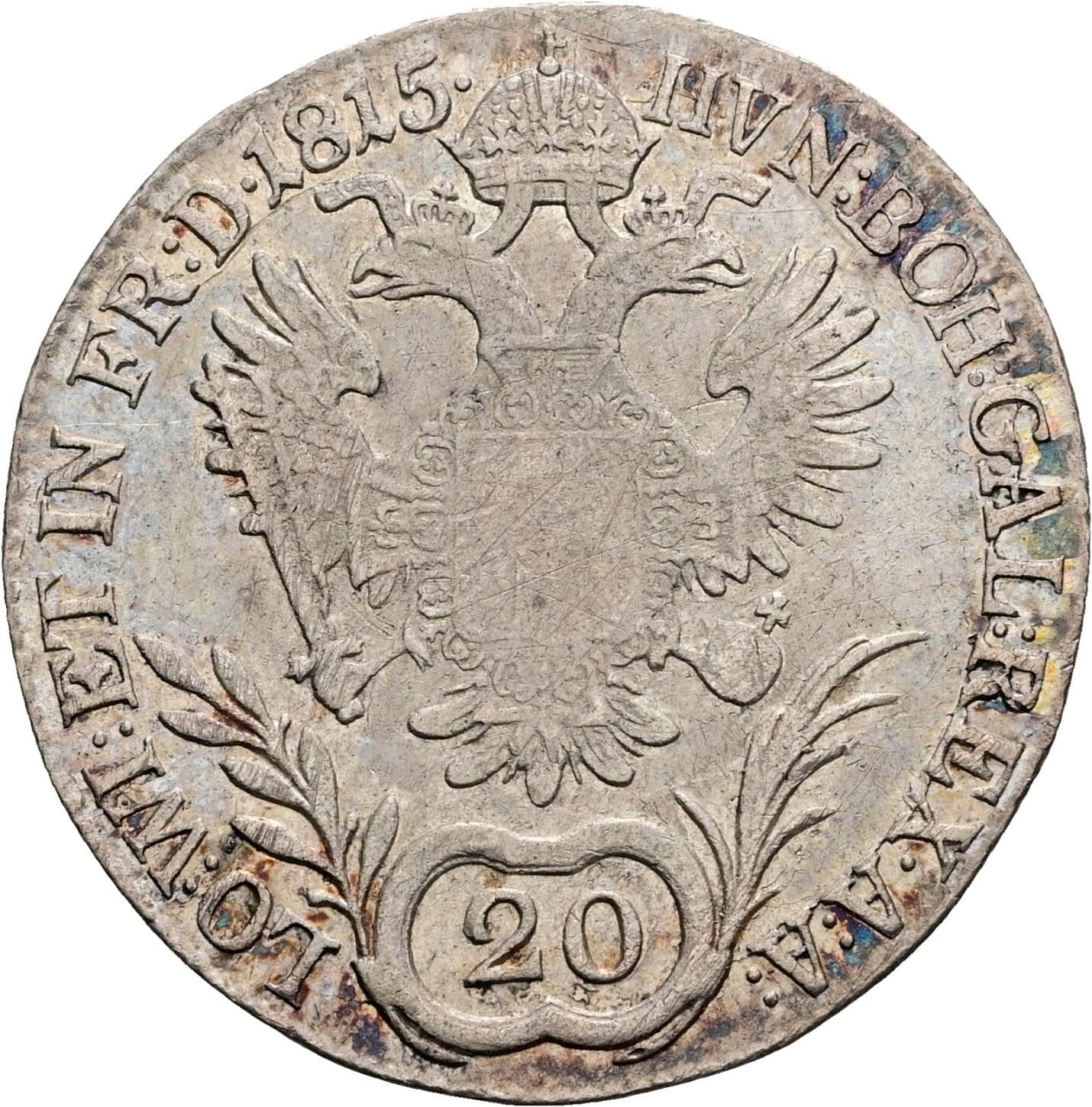 20 Kreuzer Franz II. (I). 1792-1835 1815 B, Kremnitz – Rückseite