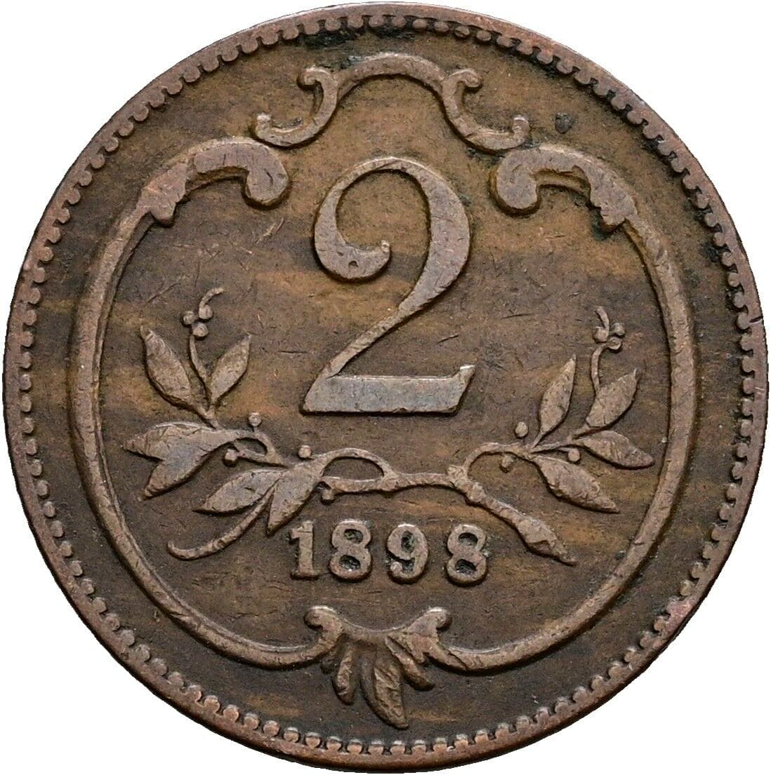 2 Heller Franz Joseph I. 1848-1916 1898 – Vorderseite