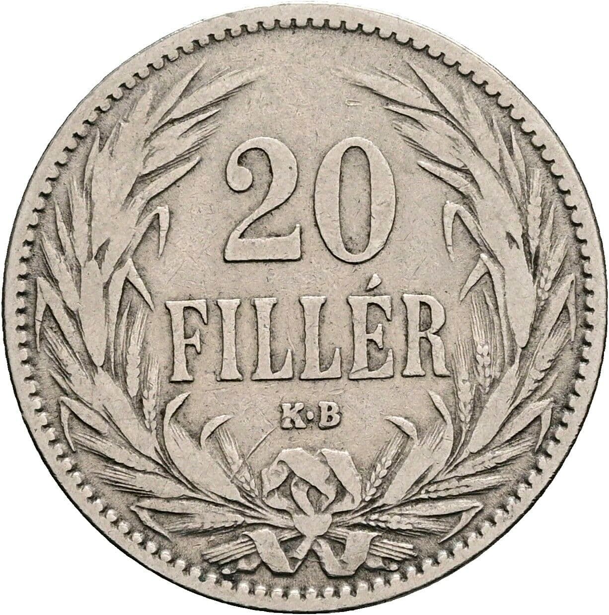 20 Filler Franz Joseph I. 1848-1916 1894 KB, Kremnitz – Vorderseite