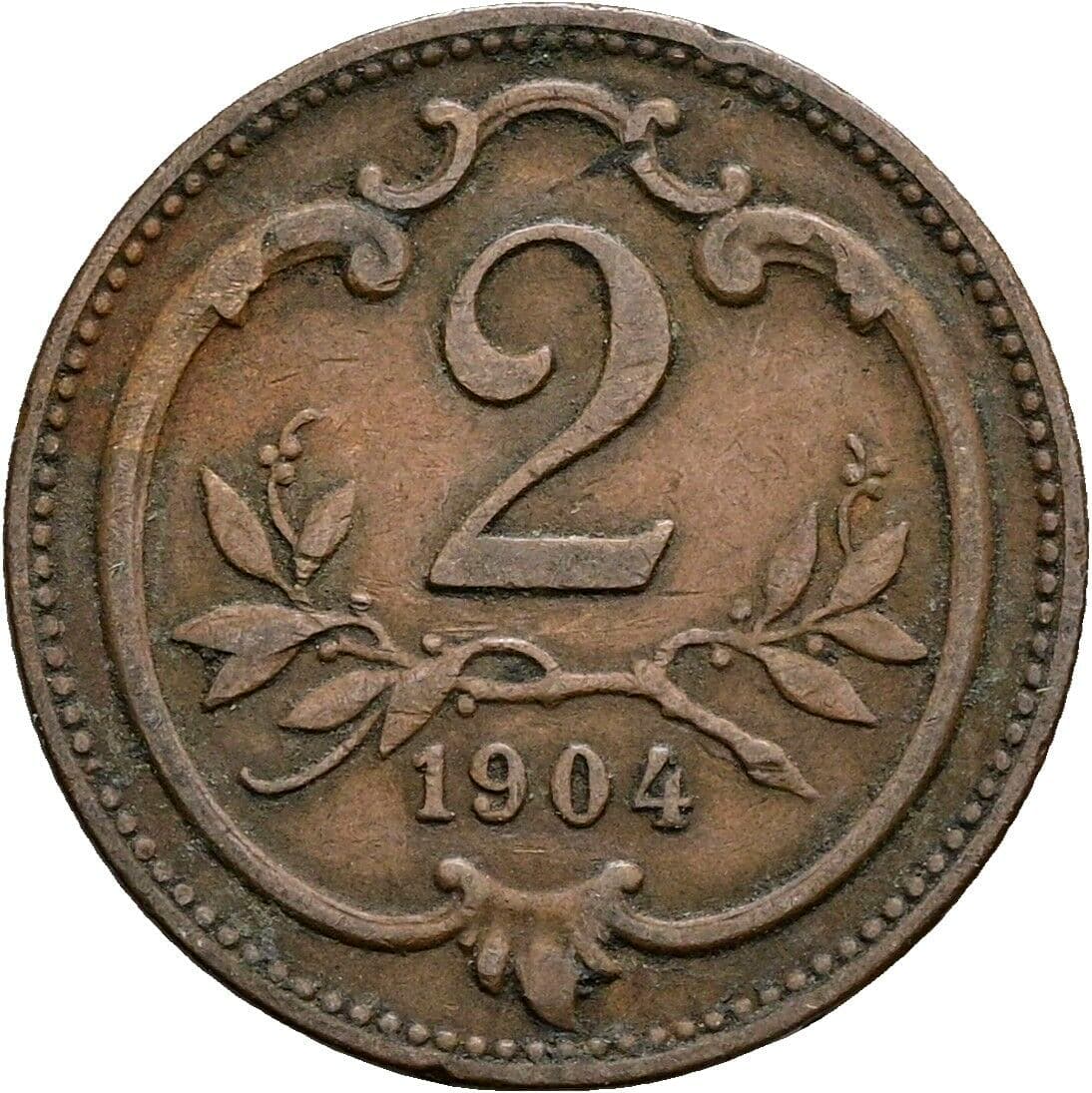 2 Heller Franz Joseph I. 1848-1916 1904 – Vorderseite