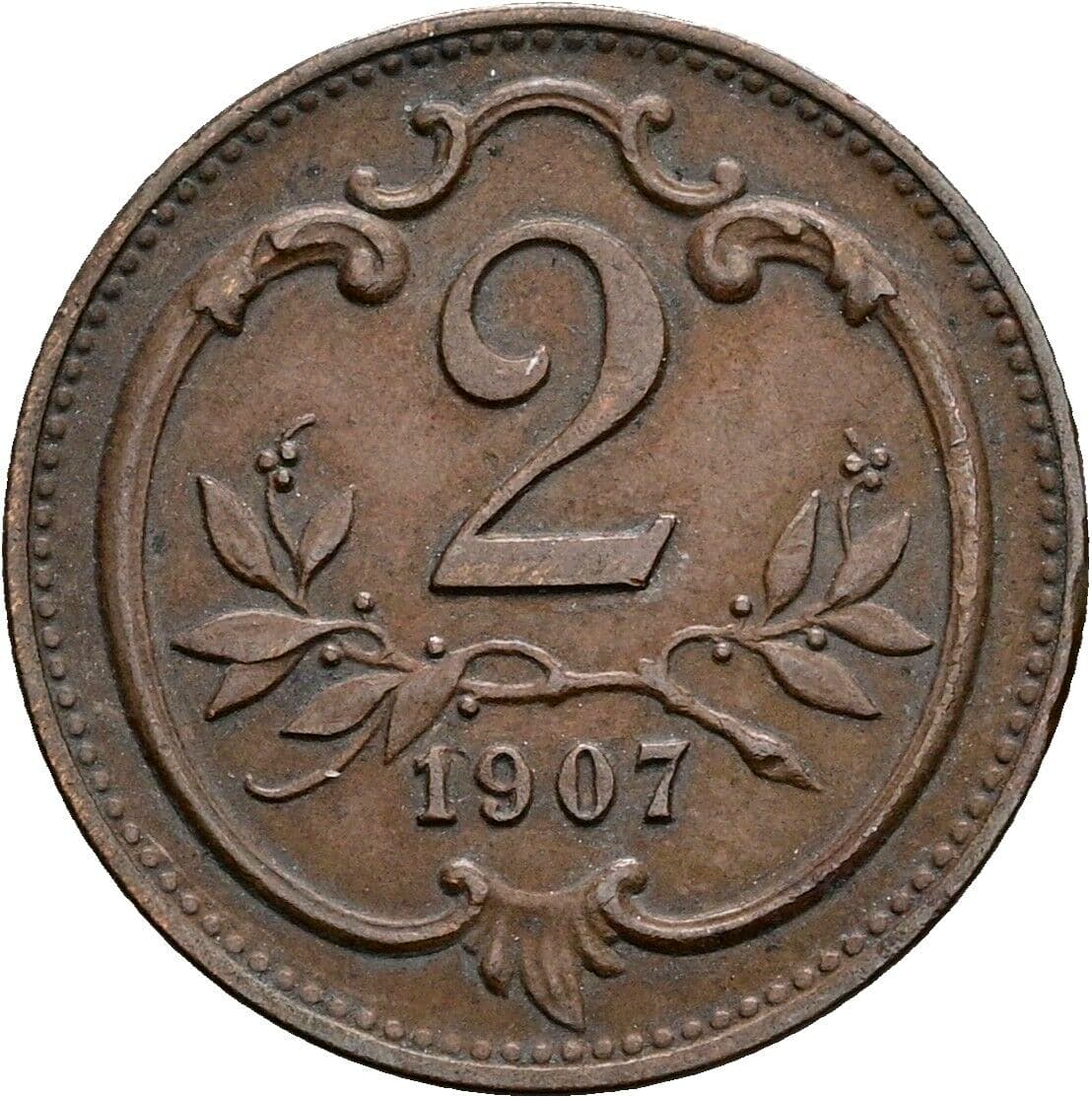 2 Heller Franz Joseph I. 1848-1916 1907 – Vorderseite