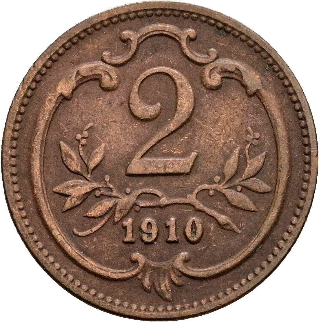 2 Heller Franz Joseph I. 1848-1916 1910 – Vorderseite