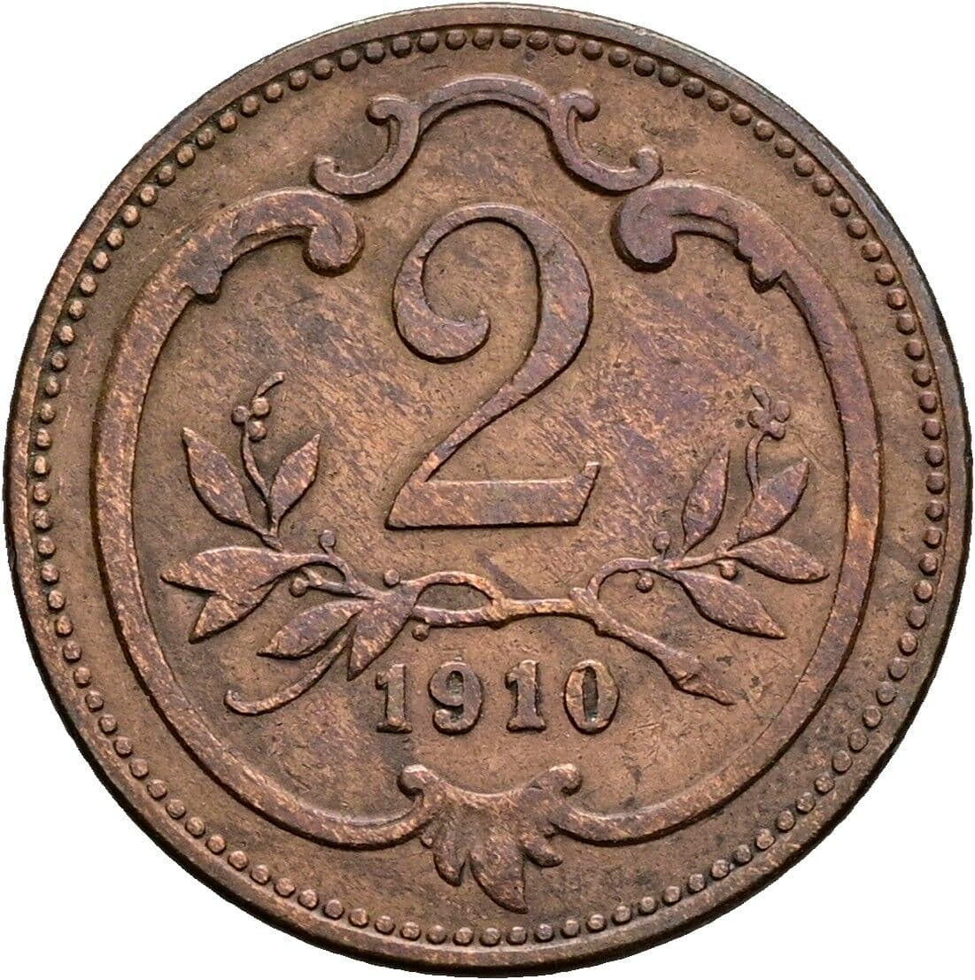 2 Heller Franz Joseph I. 1848-1916 1910 – Vorderseite