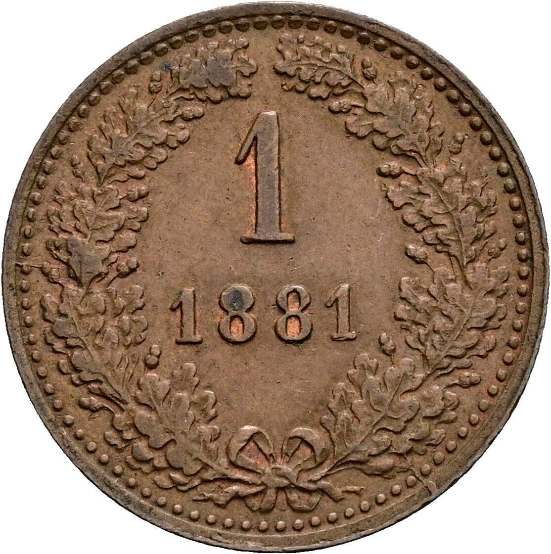 1 Kreuzer Franz Joseph I. 1848-1916 1881 – Vorderseite