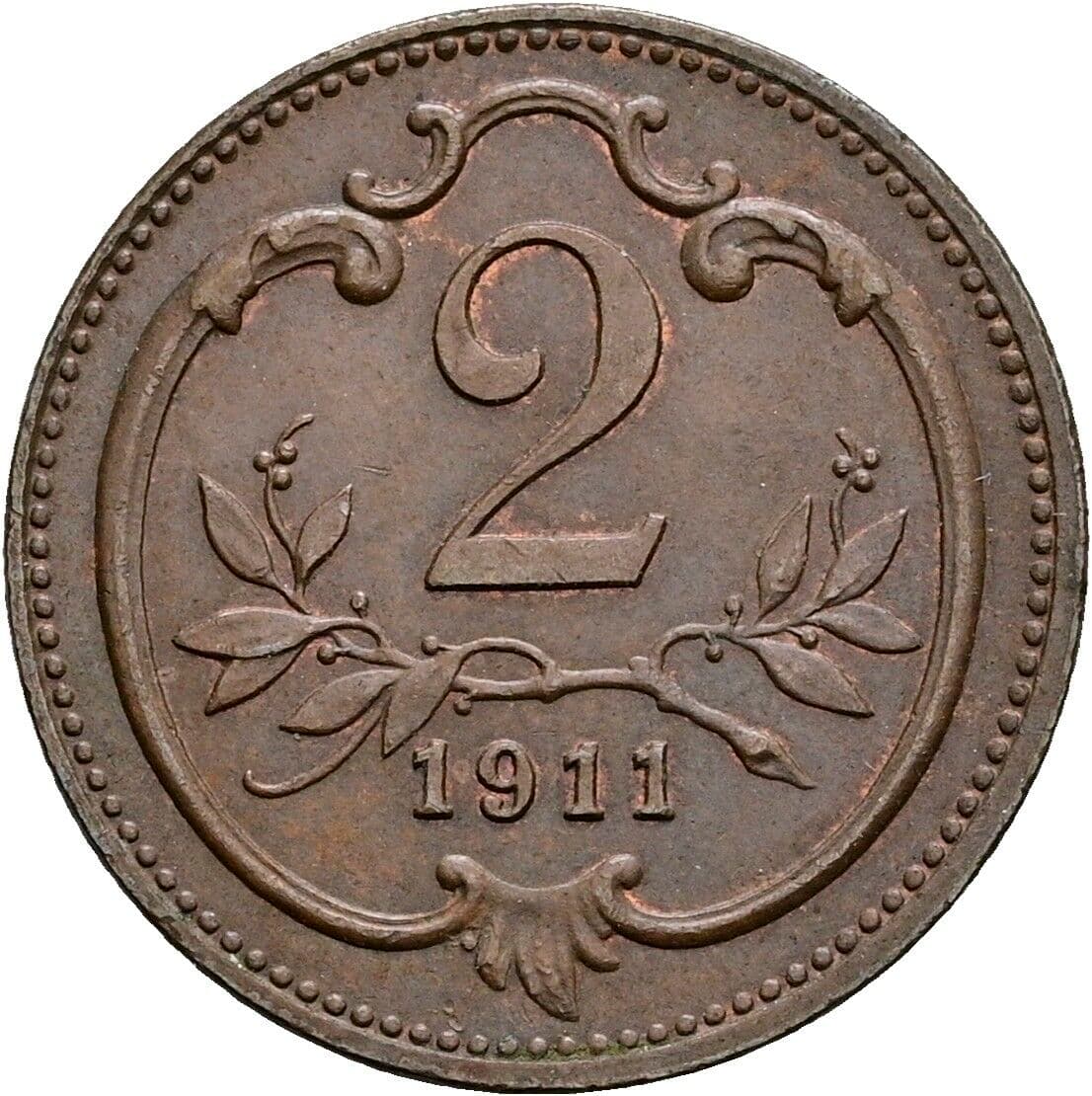 2 Heller Franz Joseph I. 1848-1916 1911 – Vorderseite