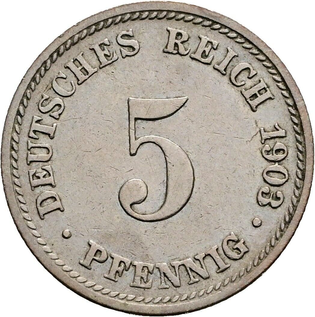5 Pfennig 1903 D – Vorderseite