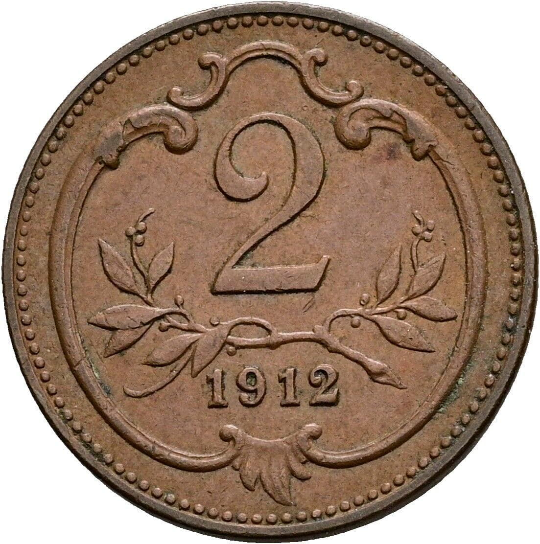 2 Heller Franz Joseph I. 1848-1916 1912 – Vorderseite