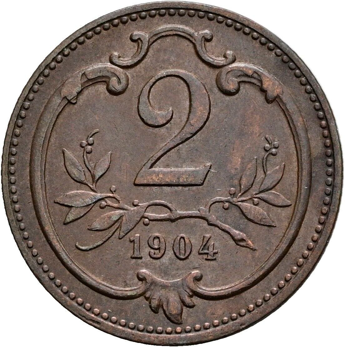 2 Heller Franz Joseph I. 1848-1916 1904 – Vorderseite