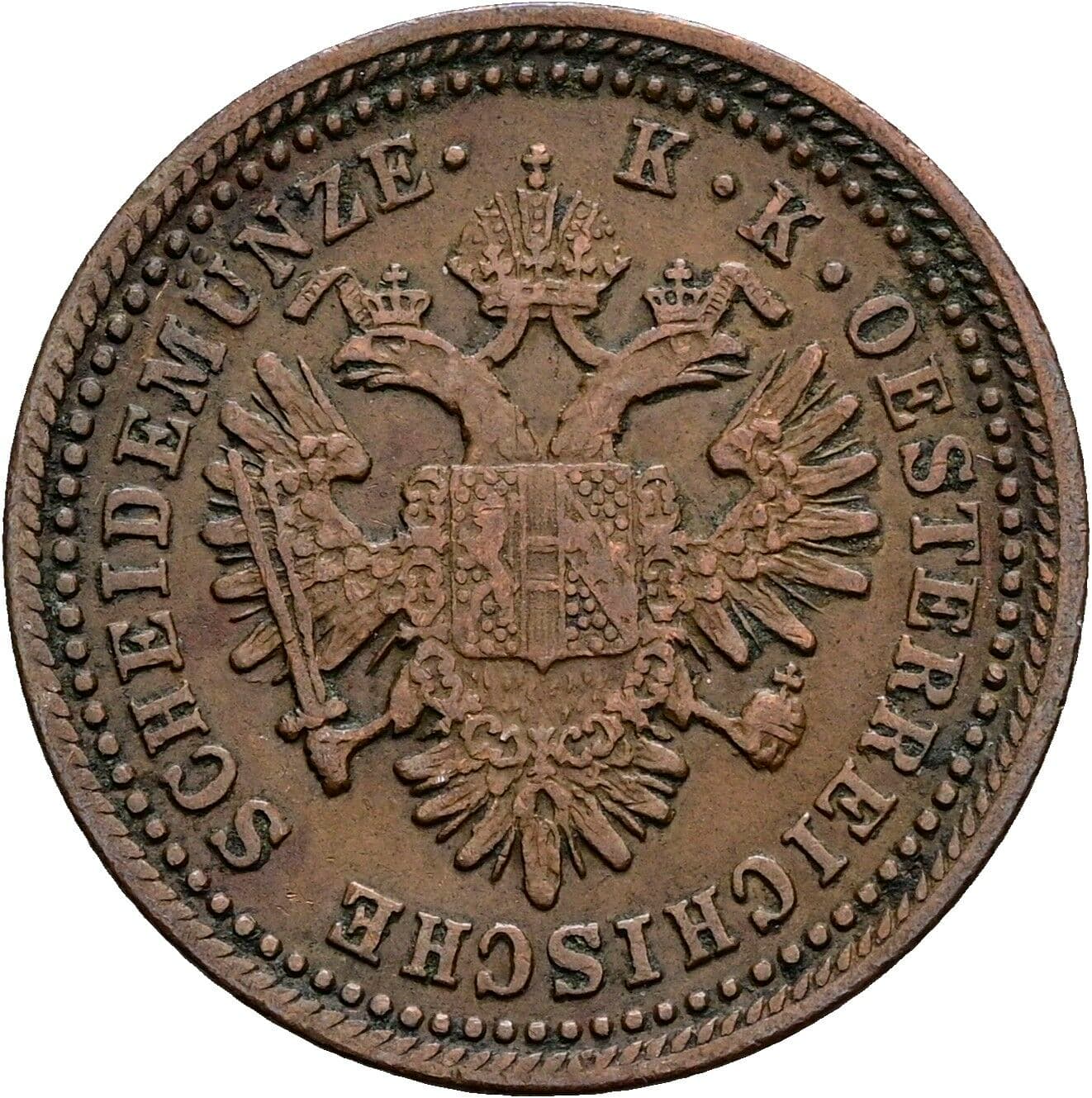 1 Kreuzer Franz Joseph I. 1848-1916 1851 A, Wien – Rückseite