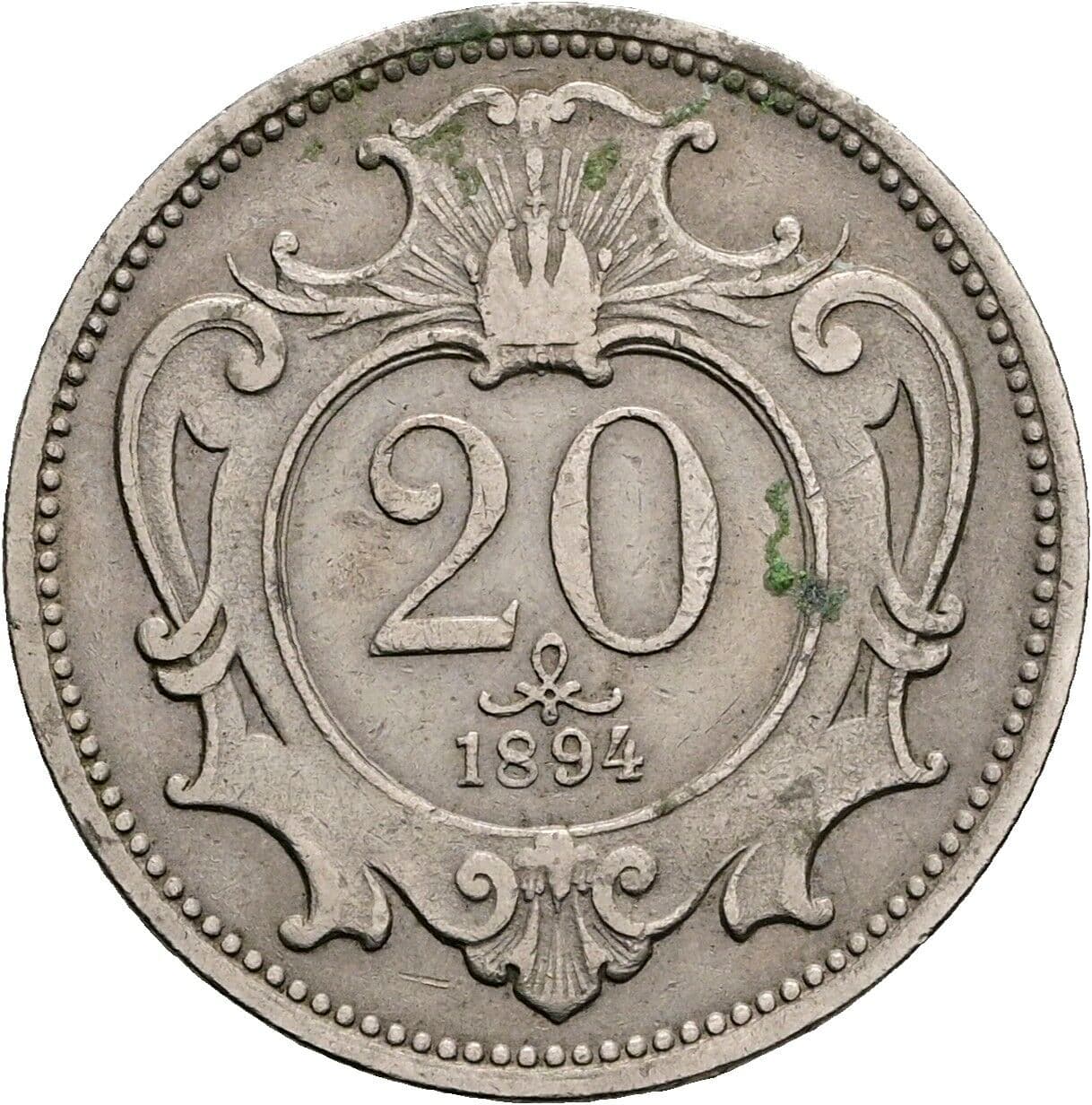 20 Heller Franz Joseph I. 1848-1916 1894 – Vorderseite