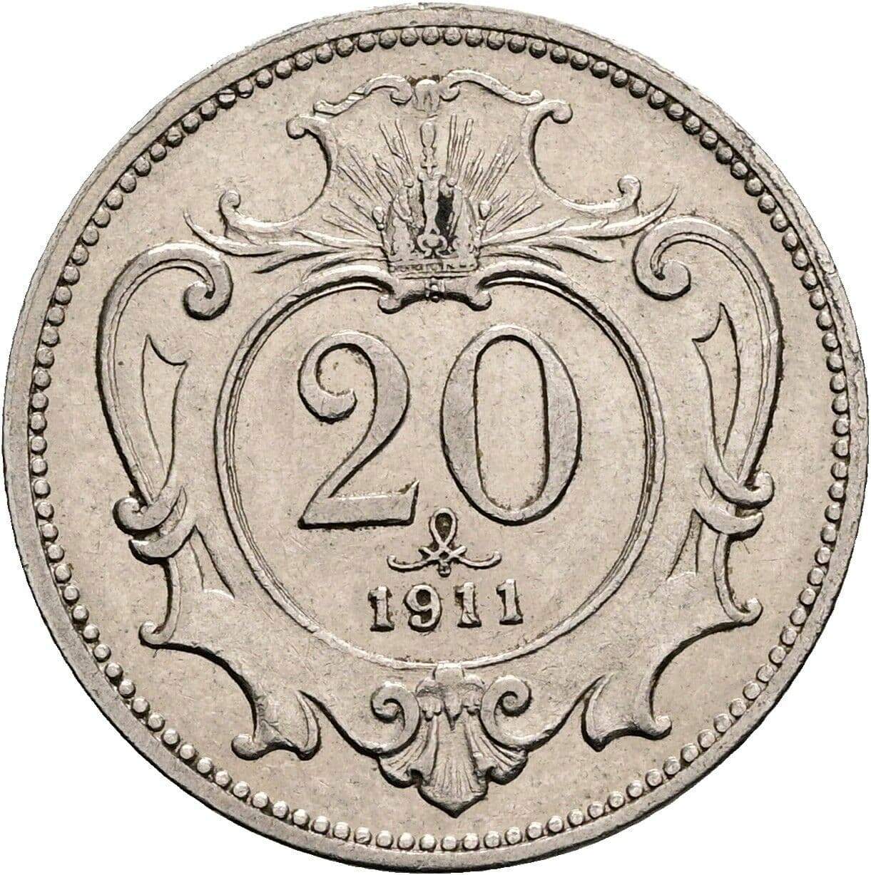 20 Heller Franz Joseph I. 1848-1916 1911 – Vorderseite