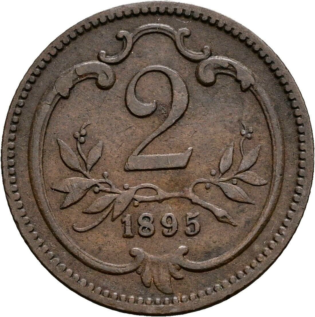 2 Heller Franz Joseph I. 1848-1916 1895 – Vorderseite