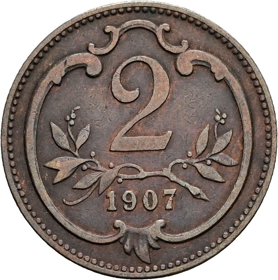 2 Heller Franz Joseph I. 1848-1916 1907 – Vorderseite