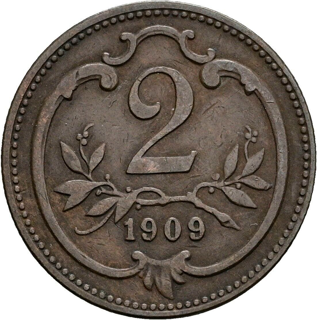 2 Heller Franz Joseph I. 1848-1916 1909 – Vorderseite