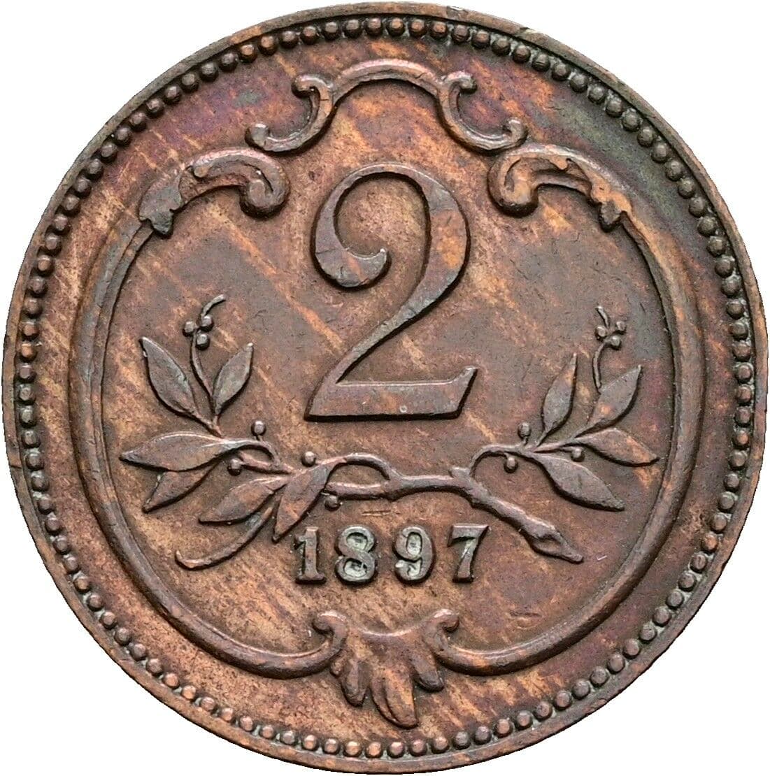 2 Heller Franz Joseph I. 1848-1916 1897 – Vorderseite