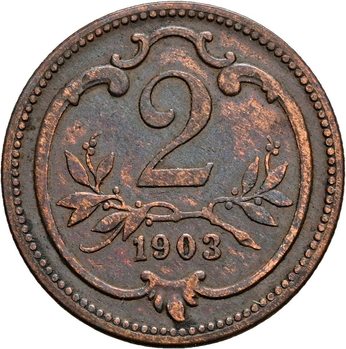 2 Heller Franz Joseph I. 1848-1916 1903 – Vorderseite