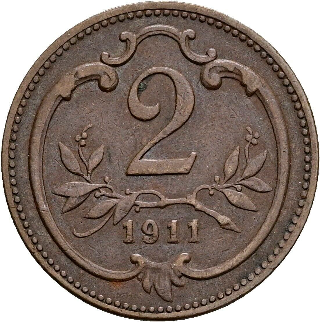 2 Heller Franz Joseph I. 1848-1916 1911 – Vorderseite