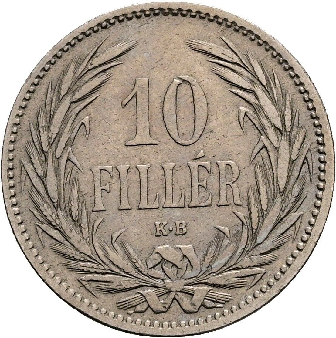 10 Filler Franz Joseph I. 1848-1916 1893 KB, Kremnitz – Vorderseite