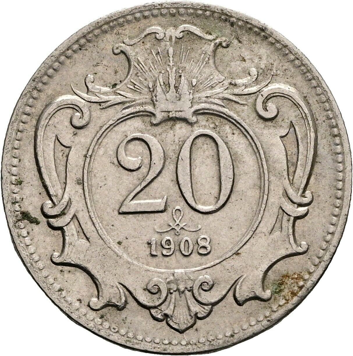 20 Heller Franz Joseph I. 1848-1916 1908 – Vorderseite