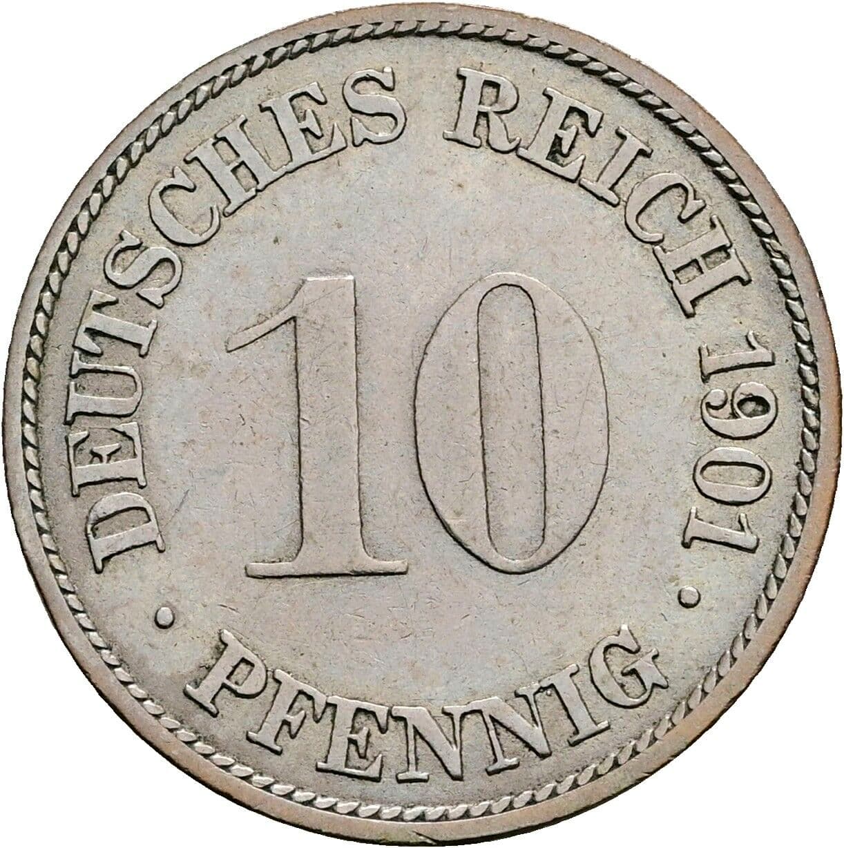 10 Pfennig 1901 G – Vorderseite