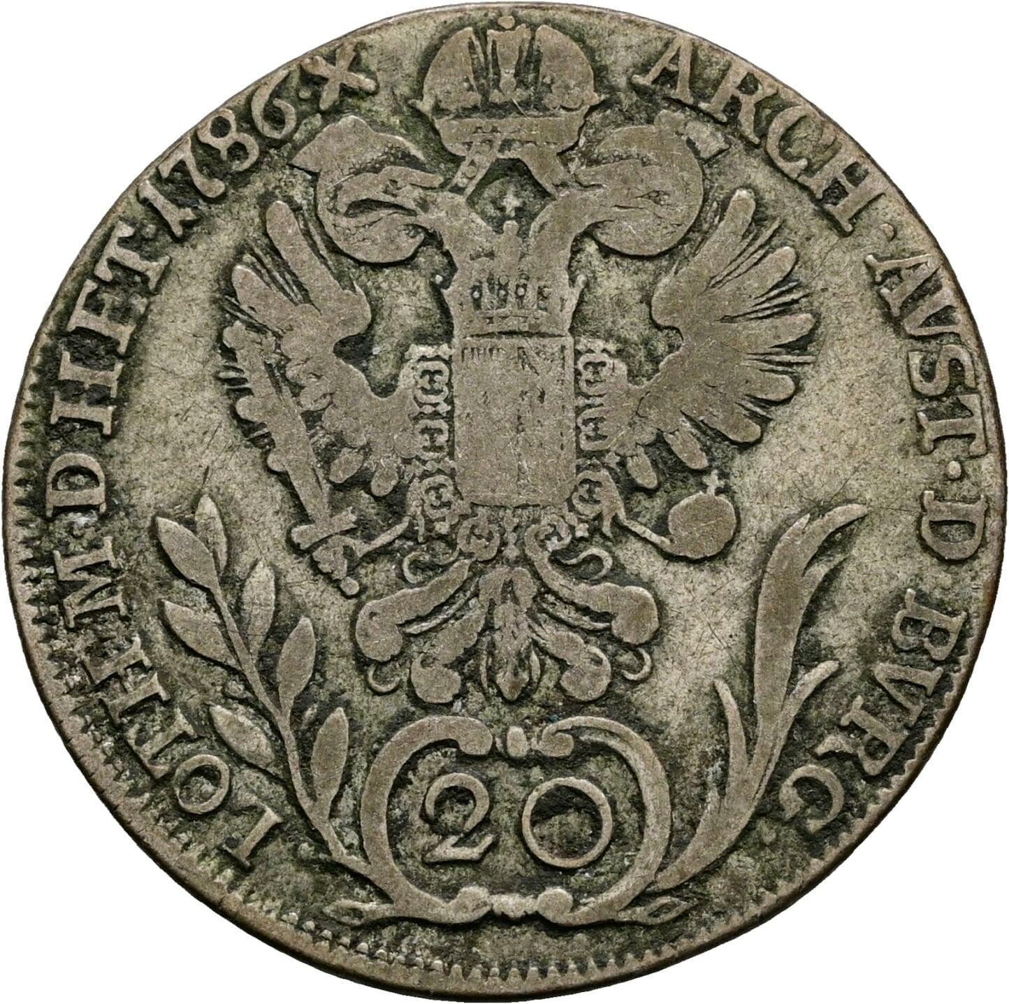 20 Kreuzer Joseph II. 1780-1790 1786 A, Wien – Rückseite