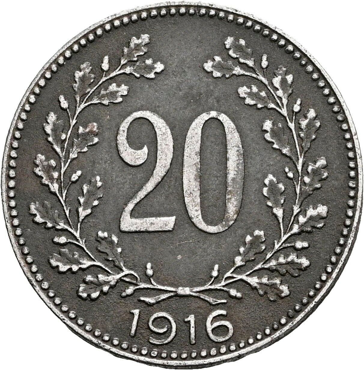 20 Heller Franz Joseph I. 1848-1916 1916 – Vorderseite