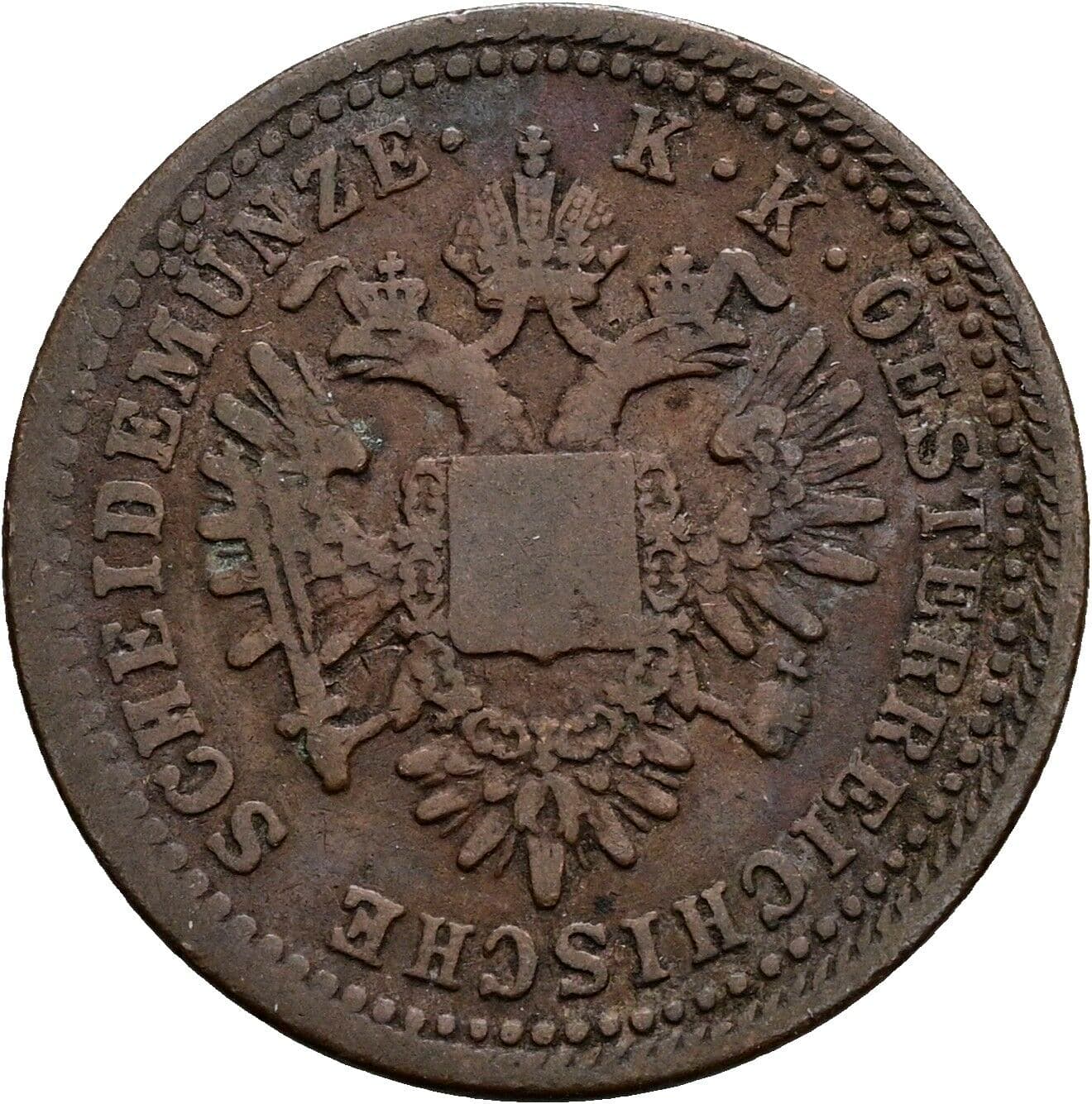 1 Kreuzer Franz Joseph I. 1848-1916 1851 B, Kremnitz – Rückseite