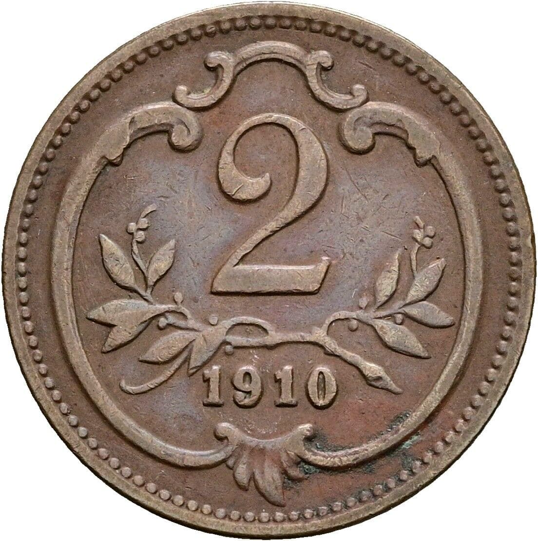 2 Heller Franz Joseph I. 1848-1916 1910 – Vorderseite