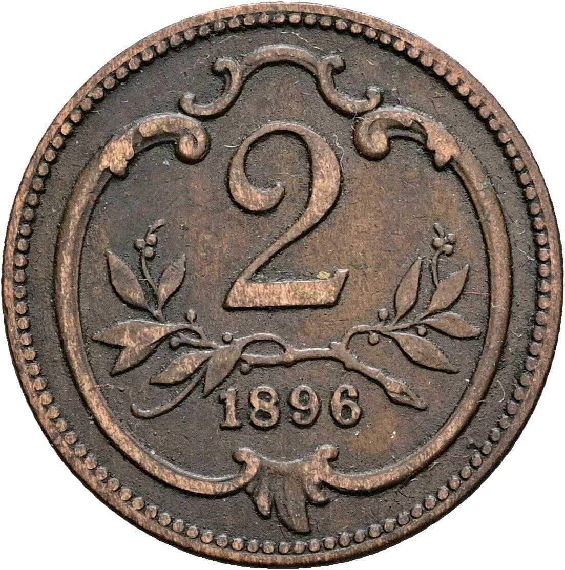 2 Heller Franz Joseph I. 1848-1916 1896 – Vorderseite
