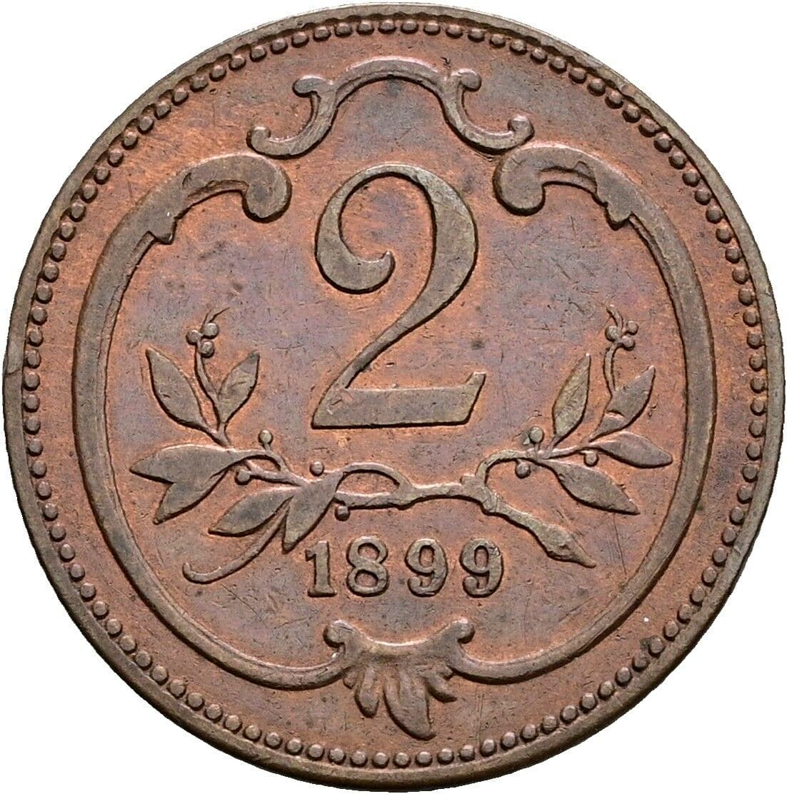 2 Heller Franz Joseph I. 1848-1916 1899 – Vorderseite