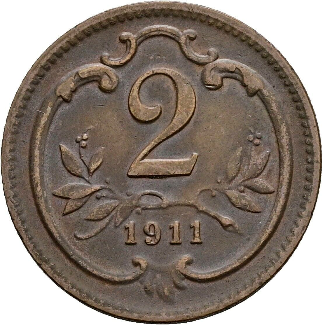 2 Heller Franz Joseph I. 1848-1916 1911 – Vorderseite