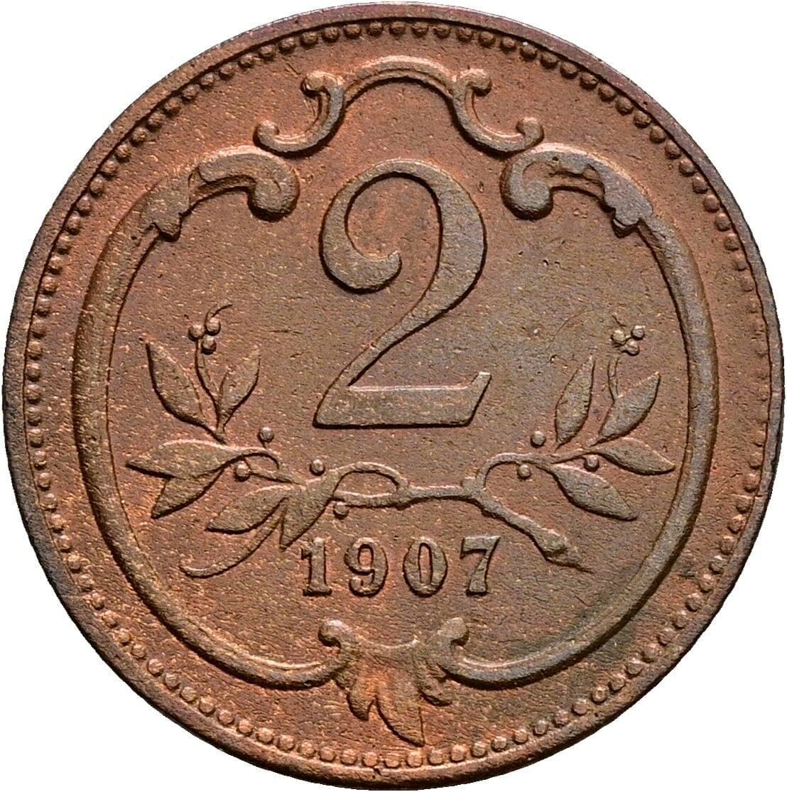 2 Heller Franz Joseph I. 1848-1916 1907 – Vorderseite
