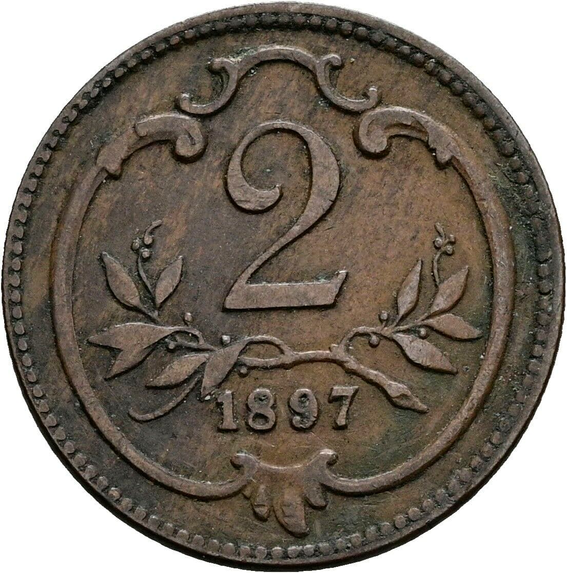2 Heller Franz Joseph I. 1848-1916 1897 – Vorderseite