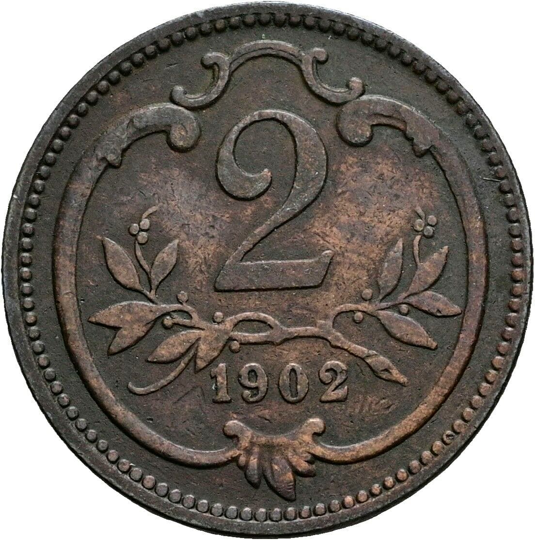 2 Heller Franz Joseph I. 1848-1916 1902 – Vorderseite