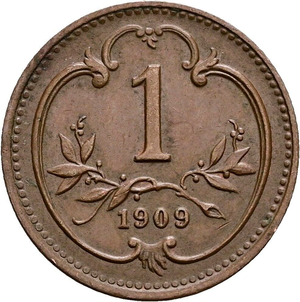 1 Heller Franz Joseph I. 1848-1916 1909 – Vorderseite