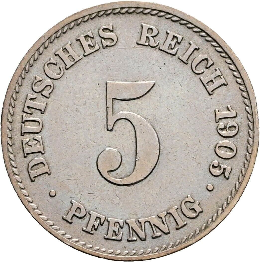 5 Pfennig 1905 J – Vorderseite