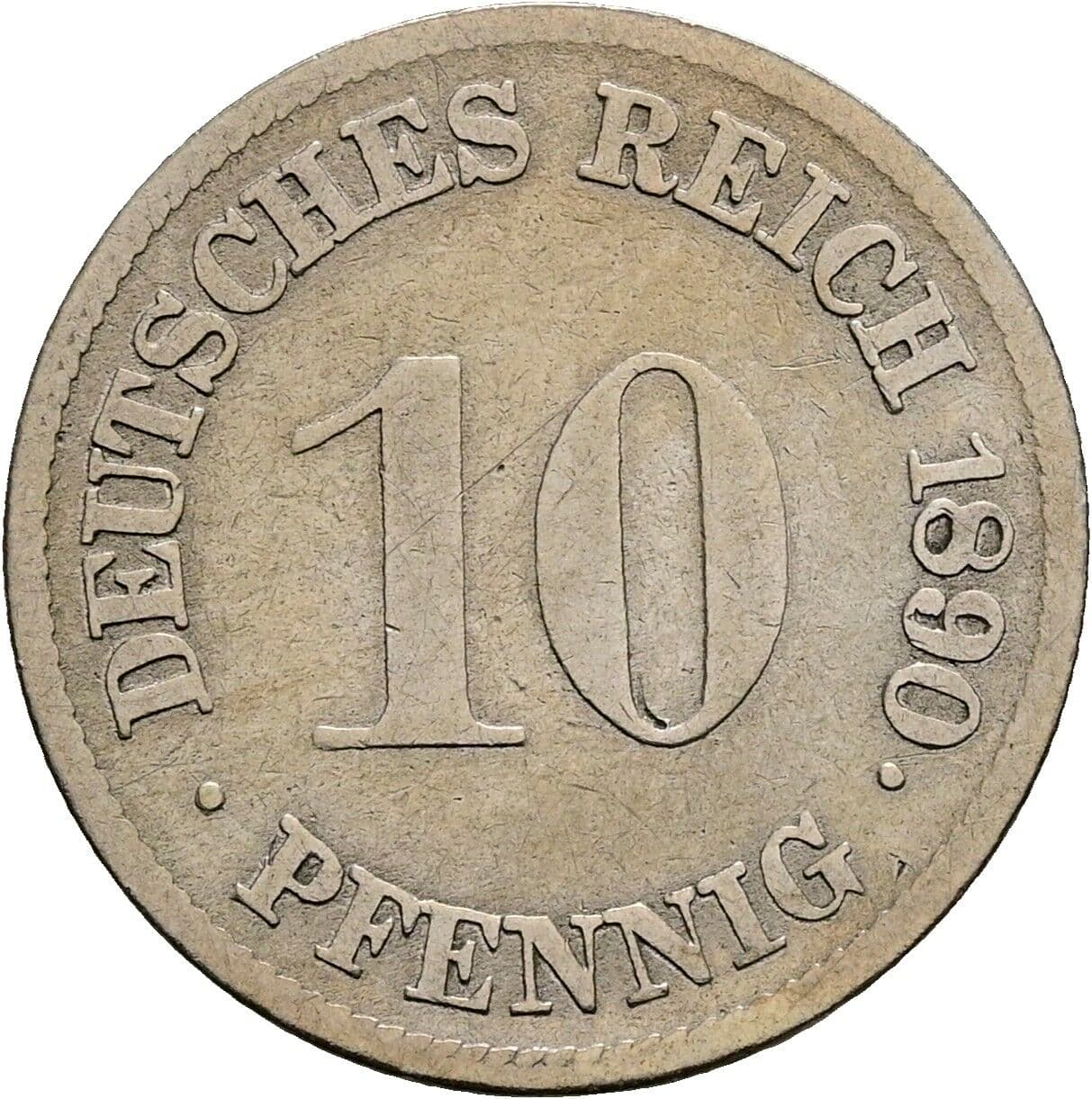 10 Pfennig 1890 F – Vorderseite