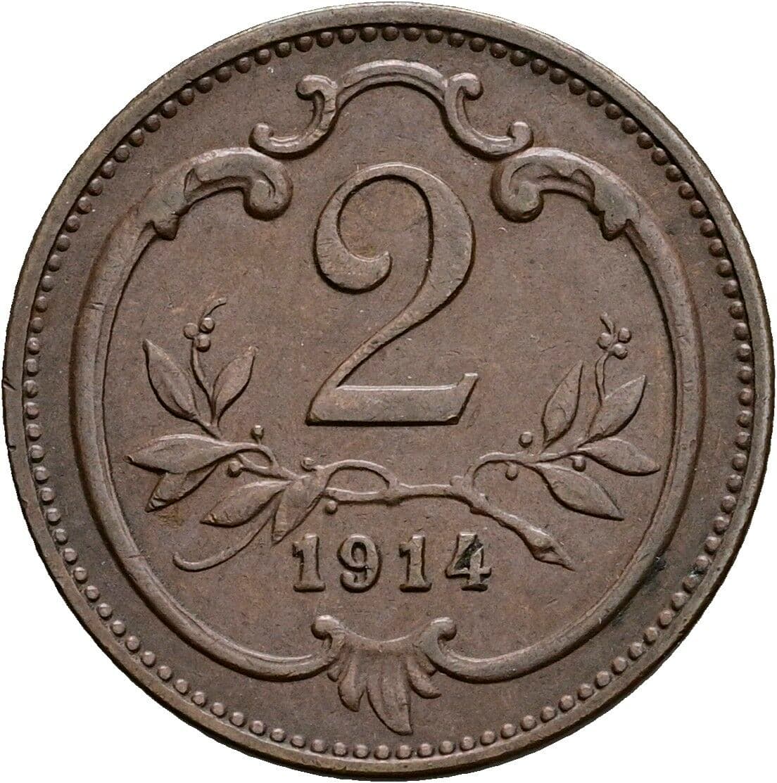 2 Heller Franz Joseph I. 1848-1916 1914 – Vorderseite