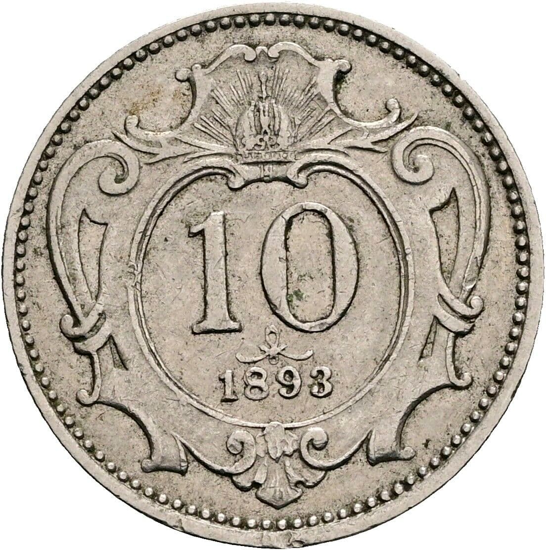 10 Heller Franz Joseph I. 1848-1916 1893 – Vorderseite