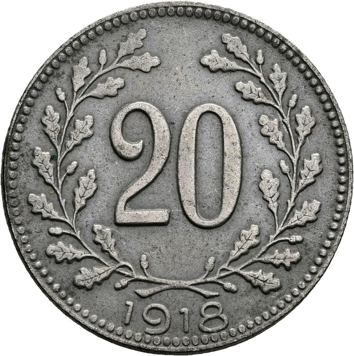 20 Heller Karl I. (1916-1918) 1918 – Vorderseite