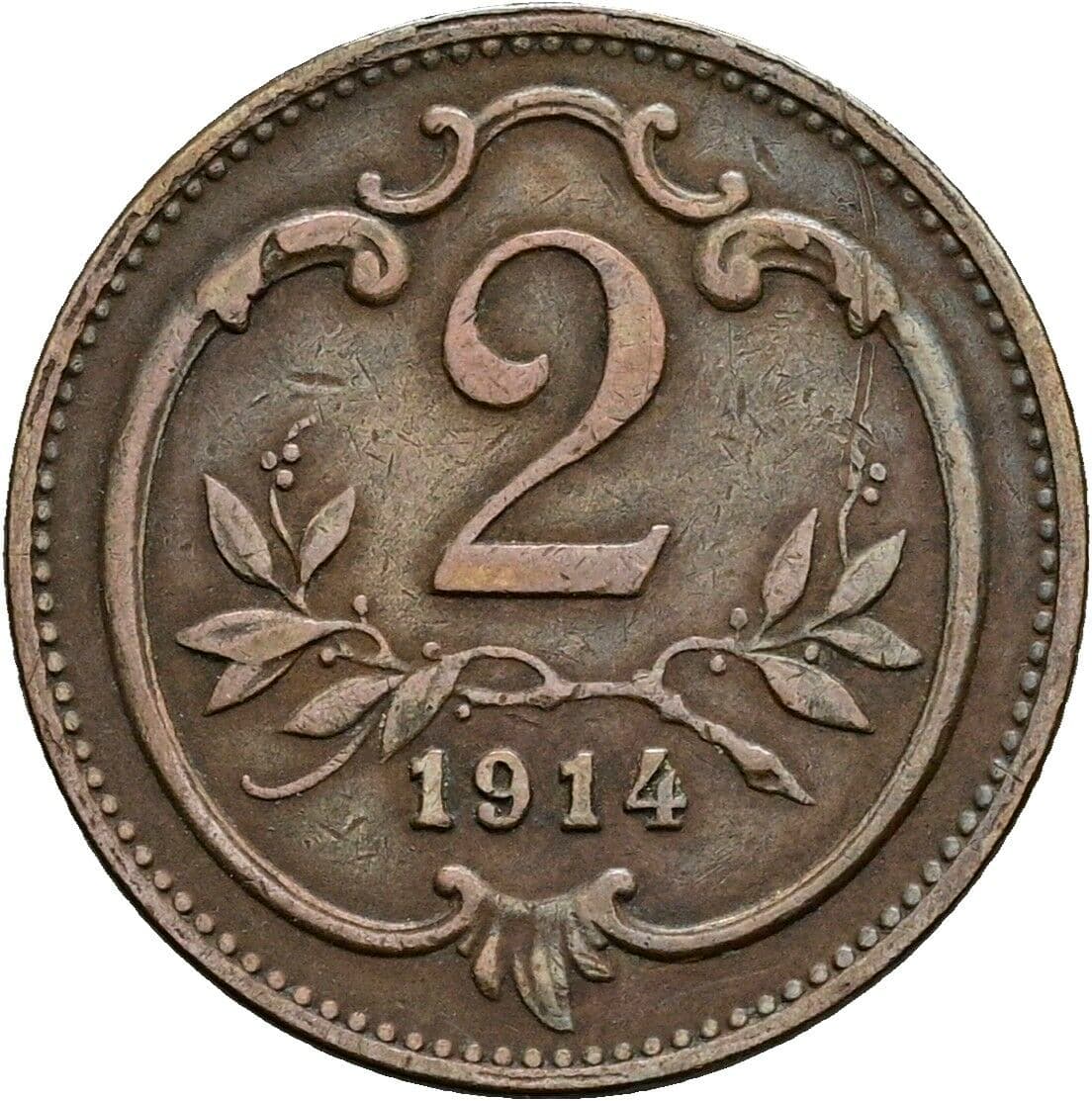 2 Heller Franz Joseph I. 1848-1916 1914 – Vorderseite