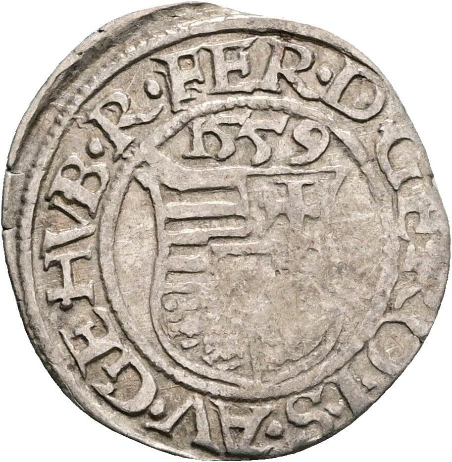 Denar Ferdinand I. 1521-1564 1559 KB, Kremnitz – Rückseite