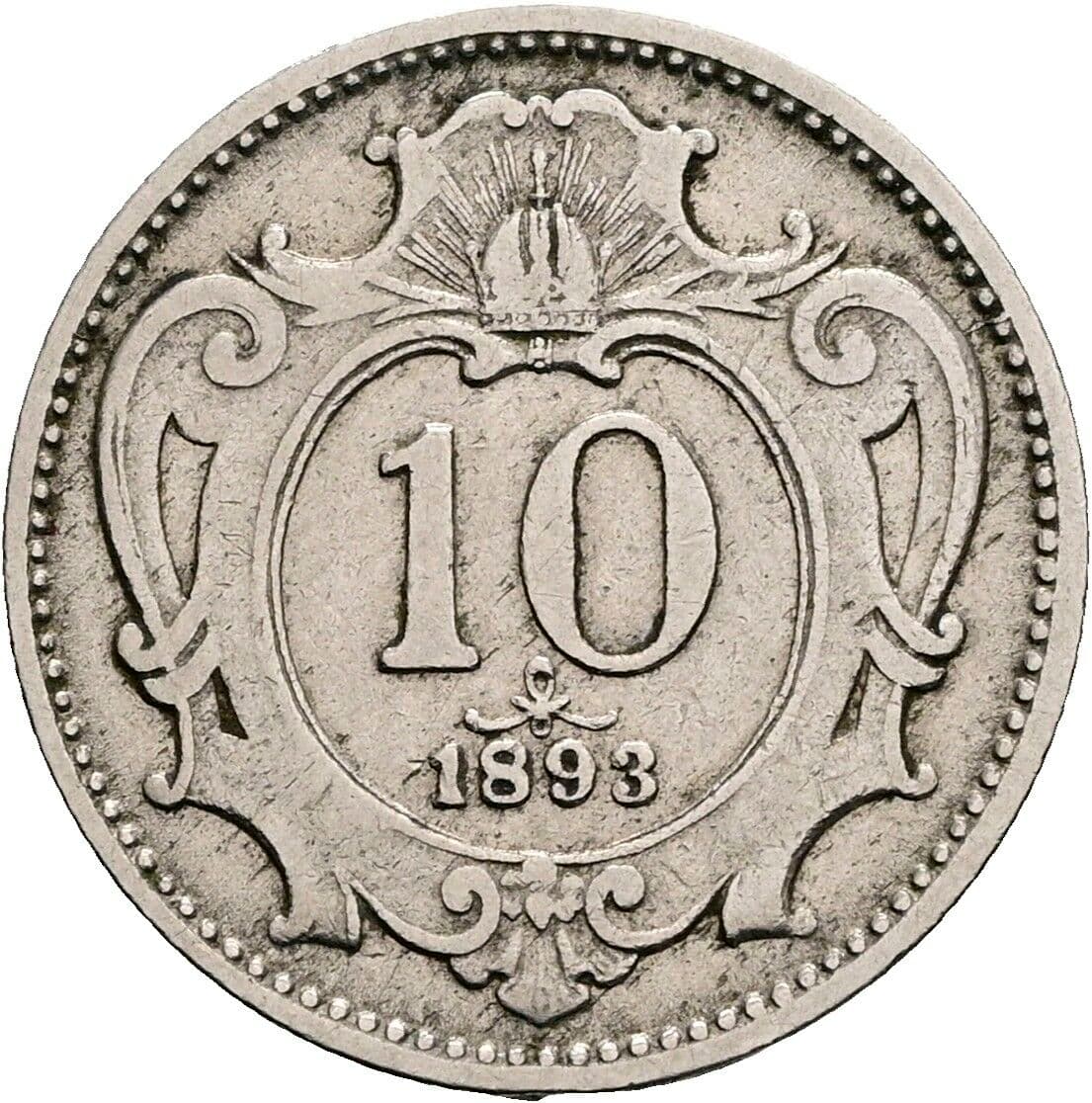 10 Heller Franz Joseph I. 1848-1916 1893 – Vorderseite