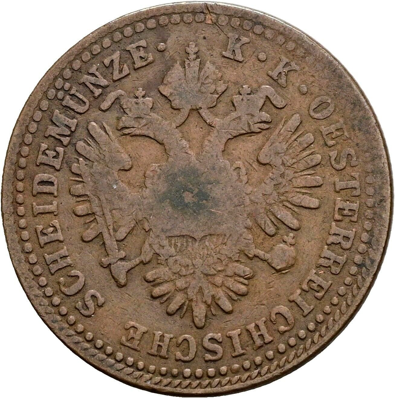 1 Kreuzer Franz Joseph I. 1848-1916 1851 E – Rückseite
