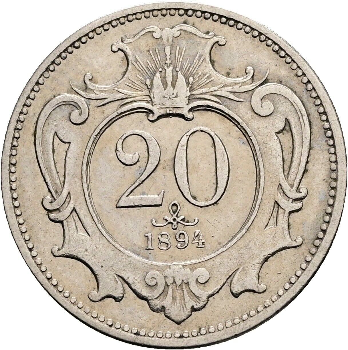20 Heller Franz Joseph I. 1848-1916 1894 – Vorderseite