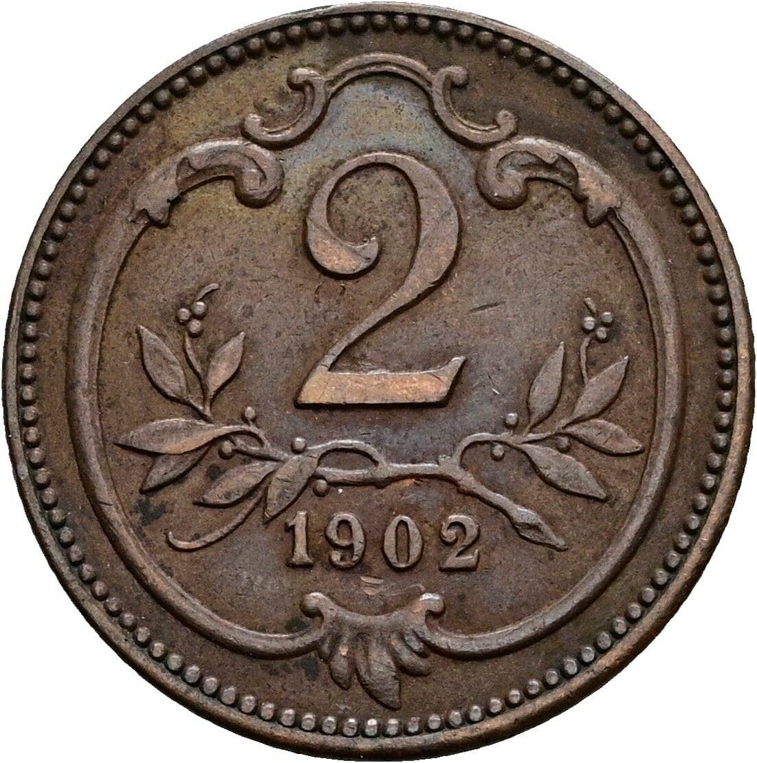 2 Heller Franz Joseph I. 1848-1916 1902 – Vorderseite
