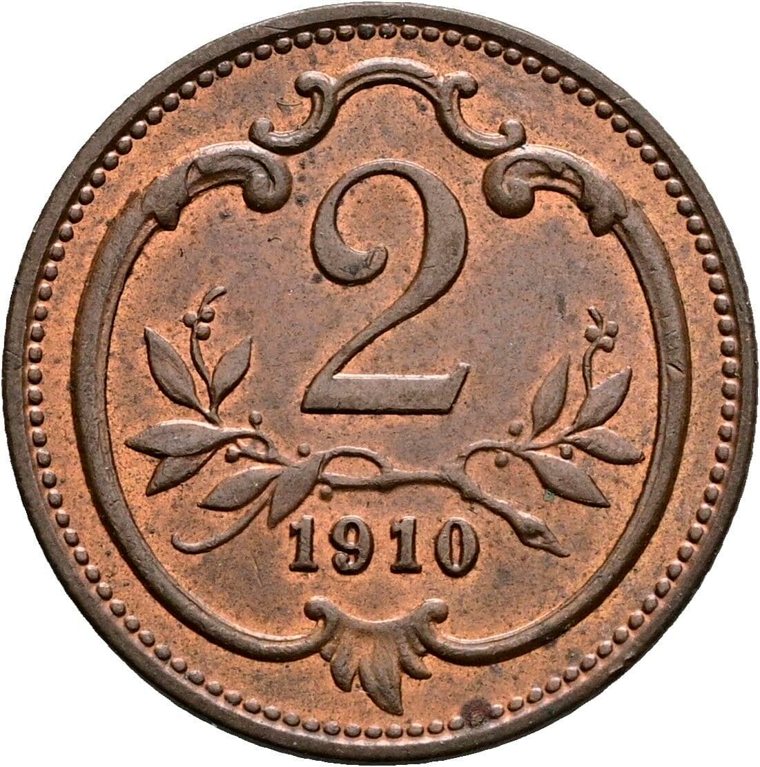 2 Heller Franz Joseph I. 1848-1916 1910 – Vorderseite