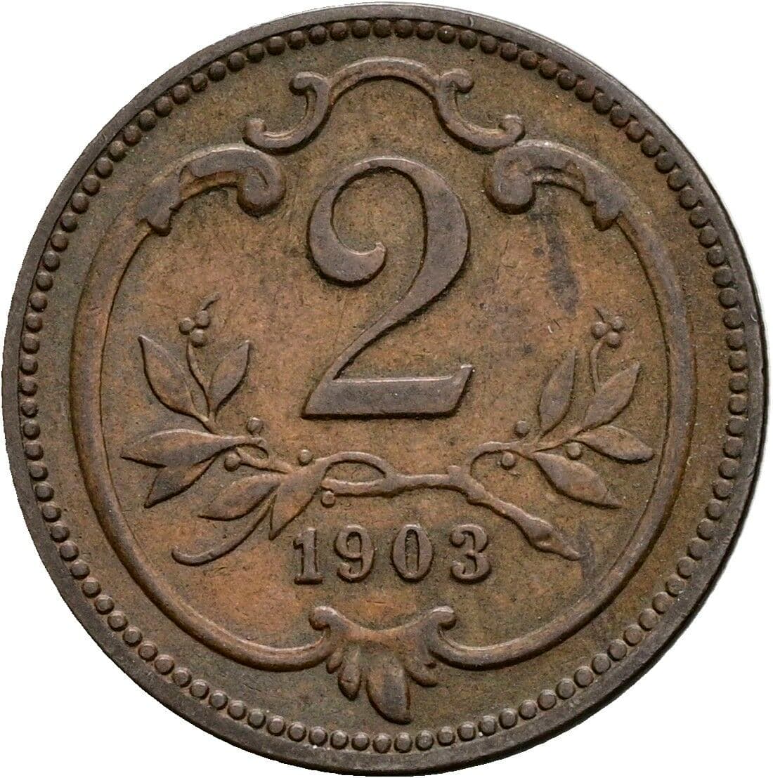 2 Heller Franz Joseph I. 1848-1916 1903 – Vorderseite