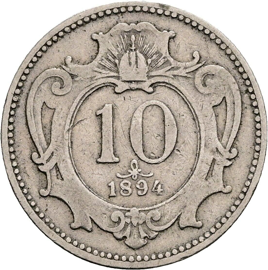 10 Heller Franz Joseph I. 1848-1916 1894 – Vorderseite